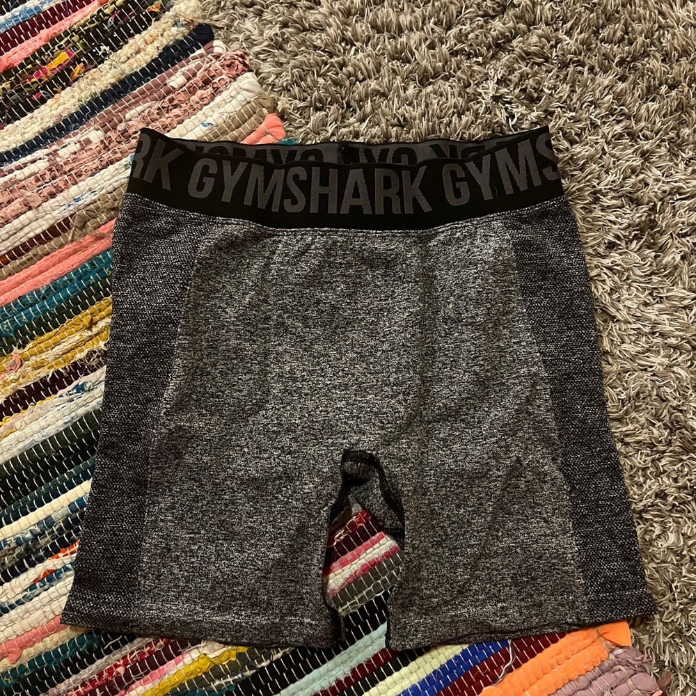 Gymshark Gray and Black Bike Shorts Moisture-Wicking